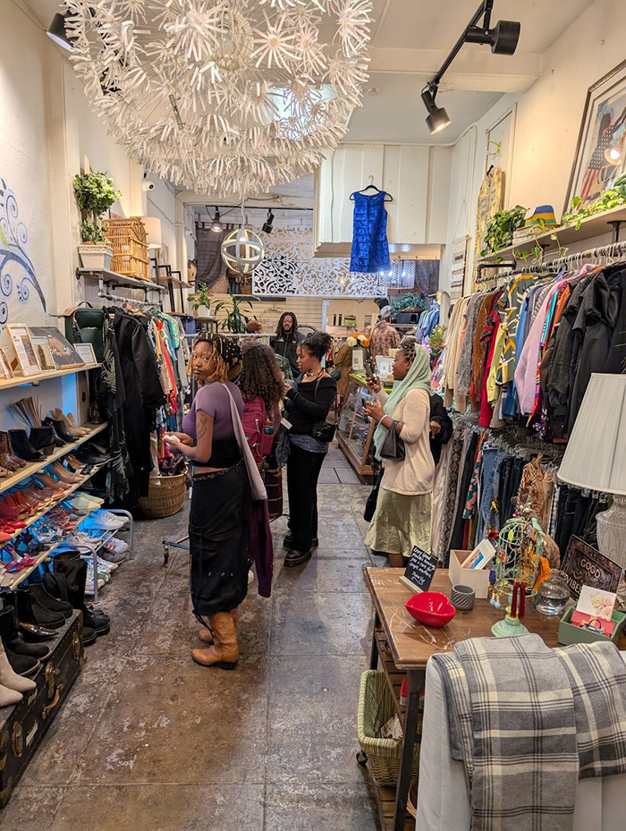 People shoping for clothes and shoes