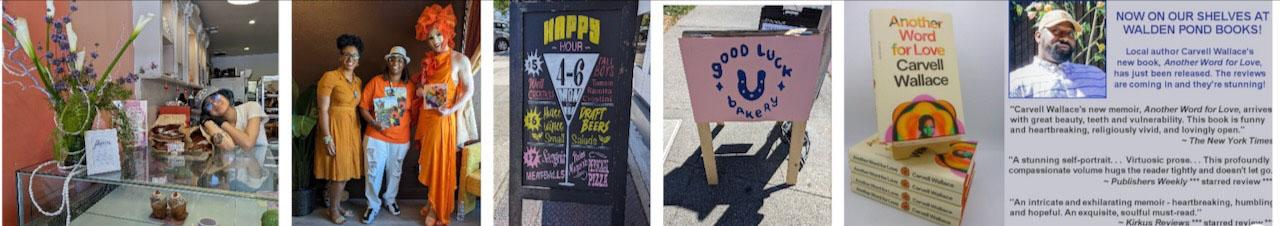 People and signs that match the bulleted items below