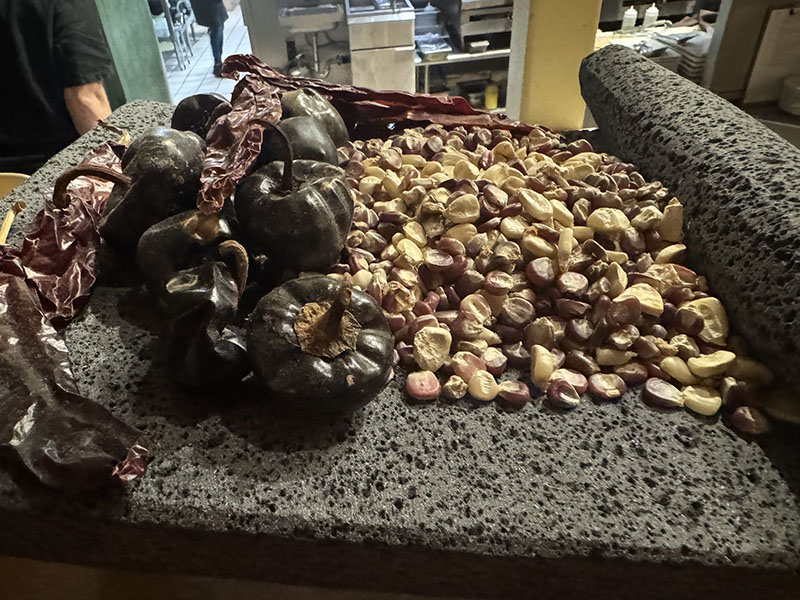 Charred peppers and garlic