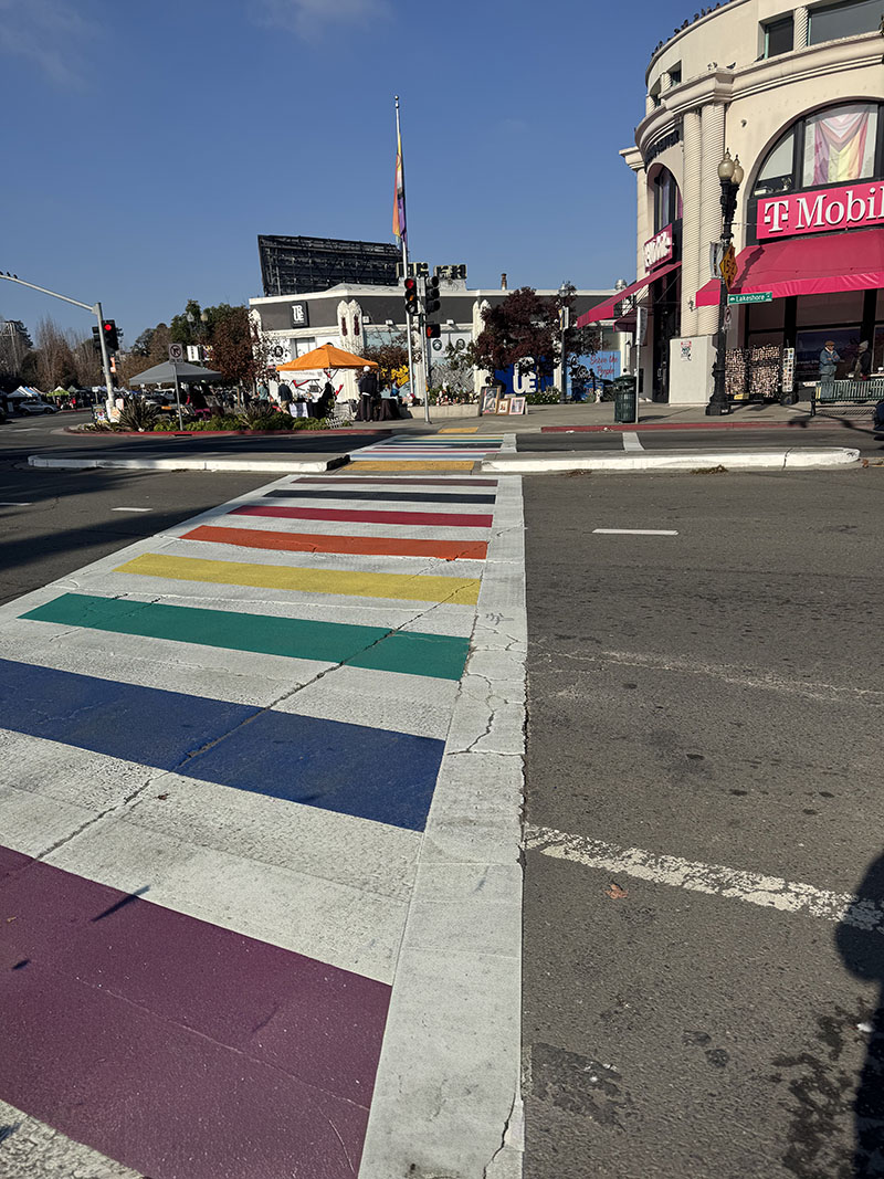 Rainbow crosswalk on Lakeshore