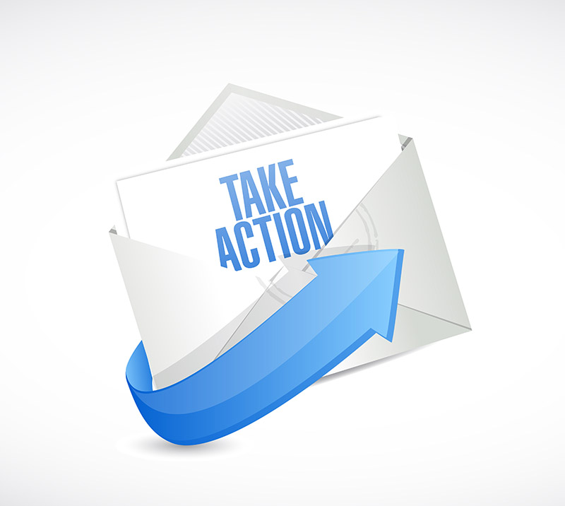 take action email illustration design over a white background