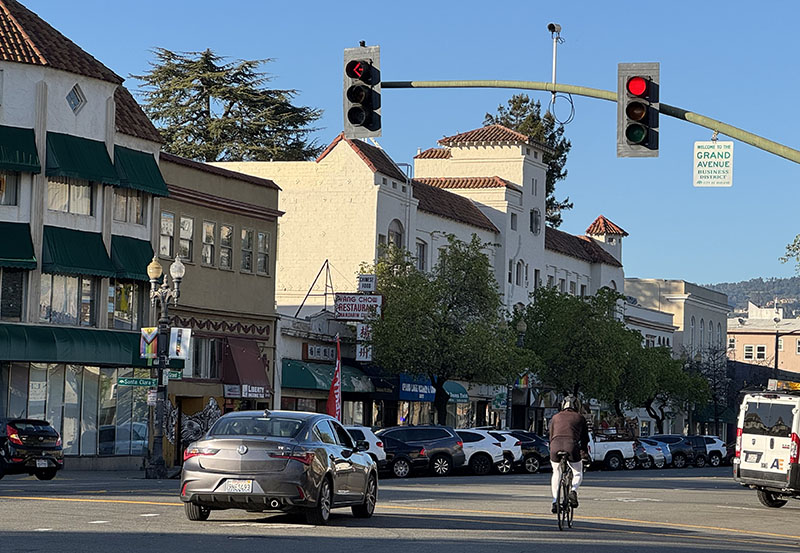 bike and cars on Grand Ave
