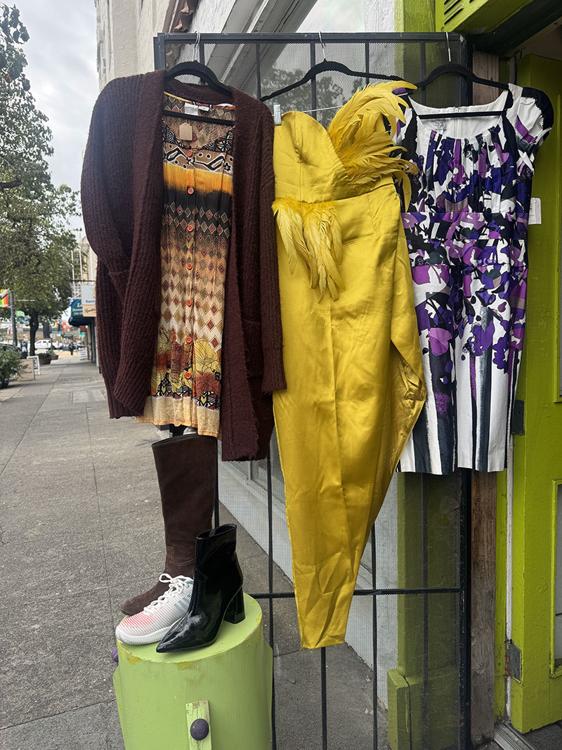 dresses and shoes outside